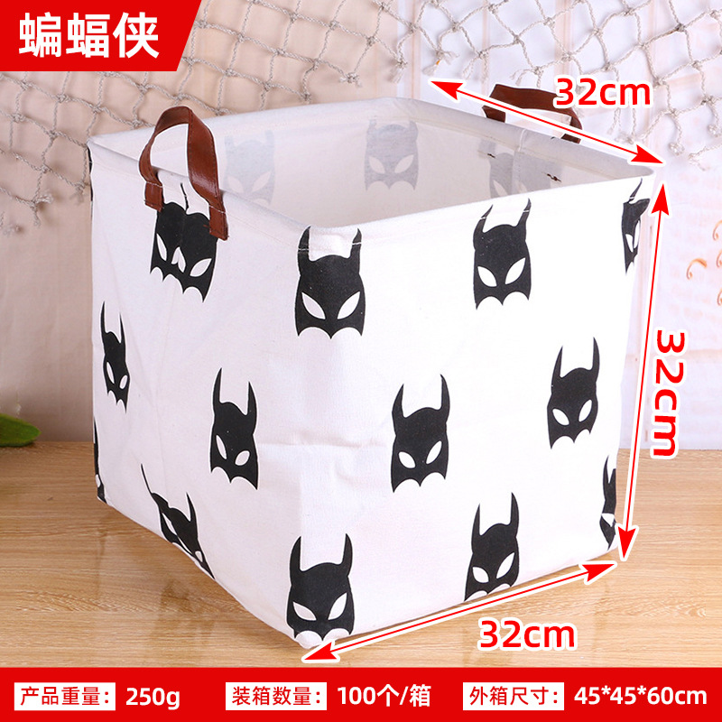 Nueva ropa sucia simple canasta de almacenamiento de juguete patrón multicolor canasta de almacenamiento cuadrado de dibujos animados canasta de ropa sucia simple