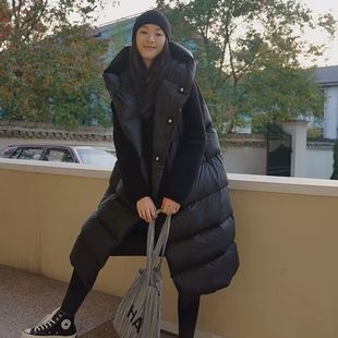 Jiangnanjia 2025 Autumn and Winter New 90 White Duck down Korean Style down Jacket Casual Long Women's down Vest Jacket