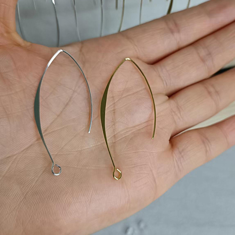 跨境热销耳钩冷淡风个性简约V形银色耳勾diy饰品配件铜手工珠宝