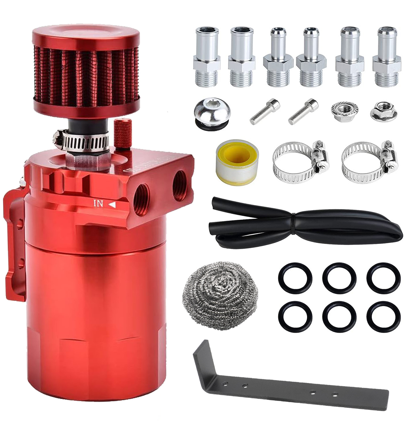 General Automobile 300ml Aluminum Engine Oil Waste Gas Breathable Pot Recycling Filter Pot Oil Gas Separator Oil Tank