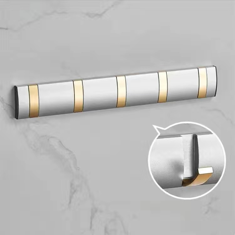 Gancho plegable invisible Gancho para perchero Estante de almacenamiento sin perforación Gancho para fila de toallas Arteque transfronterizo de comercio exterior Aluminio espacial