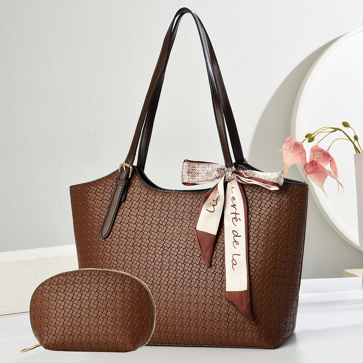 Bolsa de gran capacidad de transporte de ocio mochila de hombro temperamento textura brazo bolso de dama totebags