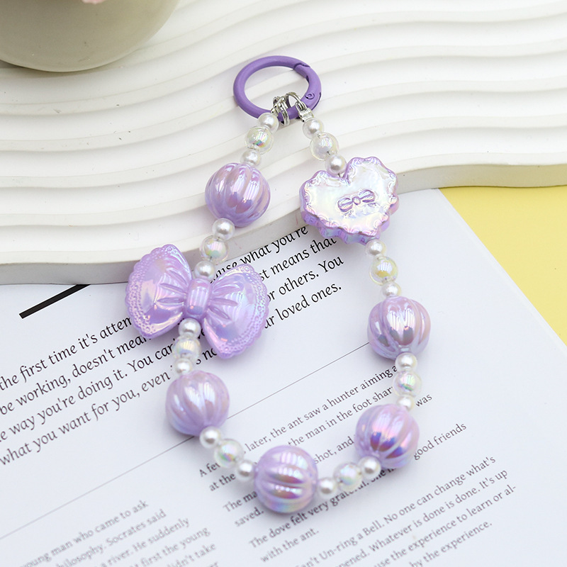 Nuevo colgante de cadena de teléfonos móviles de dibujos animados palomitas de maíz colgante de llavero creativo colgante de bolsas de perlas pintadas a mano