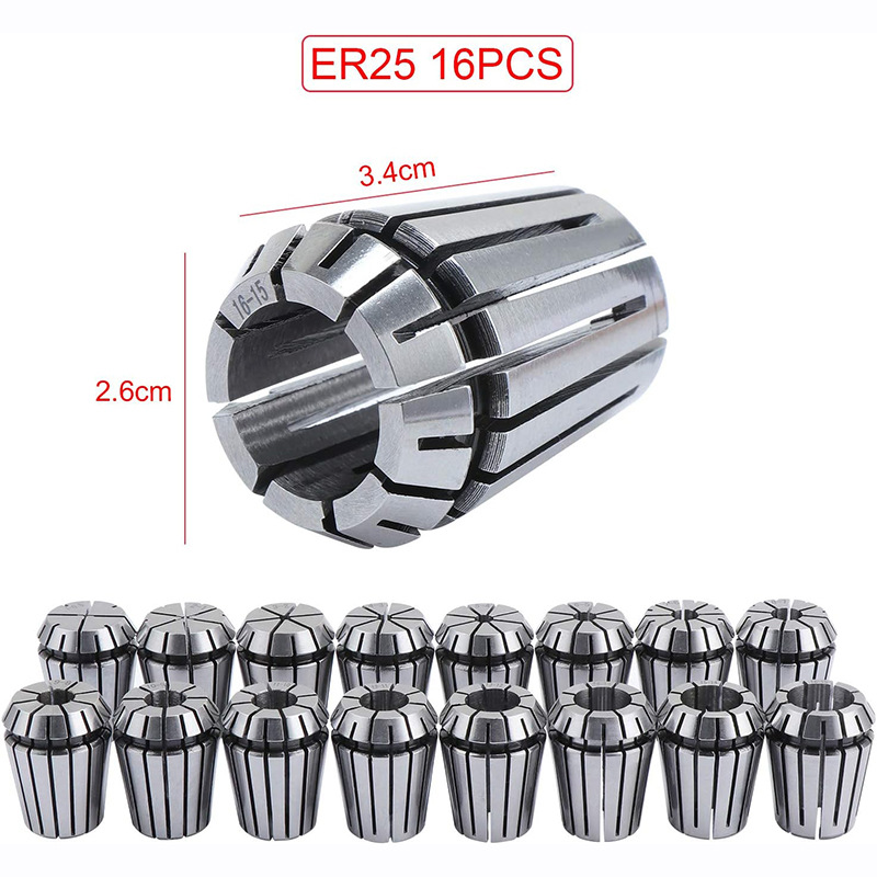 ER25弹性筒夹英制筒夹弹簧夹头雕刻机夹头套装 ER25-16PCS