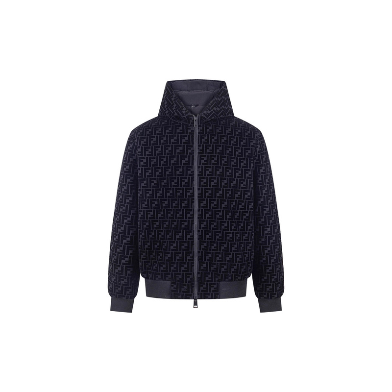 High-End Version Fend* Autumn and Winter New Model for Men and Women, Monogrammed Velvet-Printed Hooded Jacket High-End Version Fend* Autumn and Winter New Model for Men and Women, Monogrammed Velvet-Printed Hooded Jacket