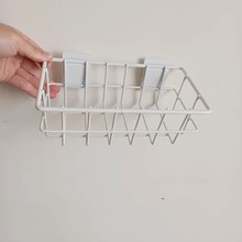 白色网篮置物小筐槽板挂钩收纳篮网格金属多功能铁线储物蓝收纳篮