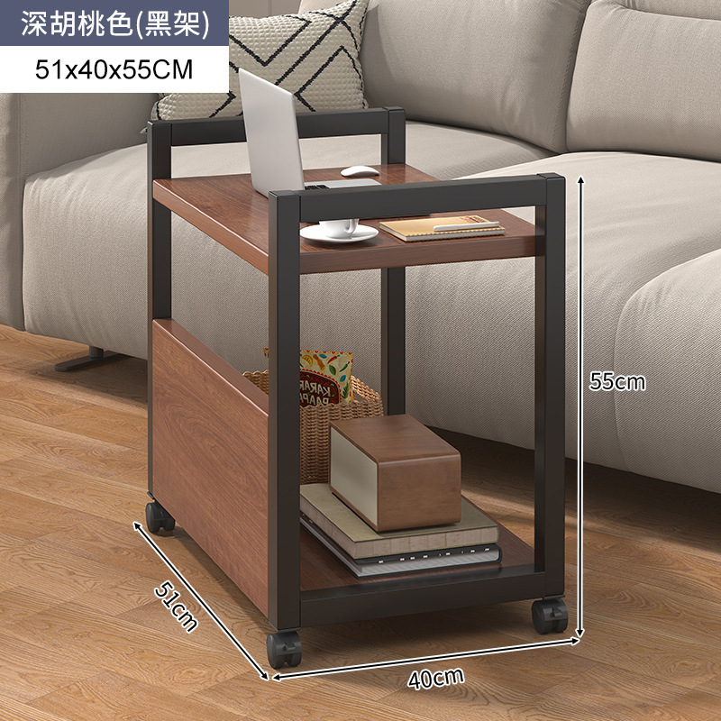 【40cm 깊이 2단 업그레이드】 다크 월넛 + 블랙 프레임