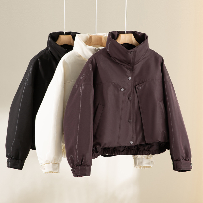 Stiff Metallic Luster 90 Goose down down Jacket Women's Short Design Single-Breasted down Jacket Warm Winter