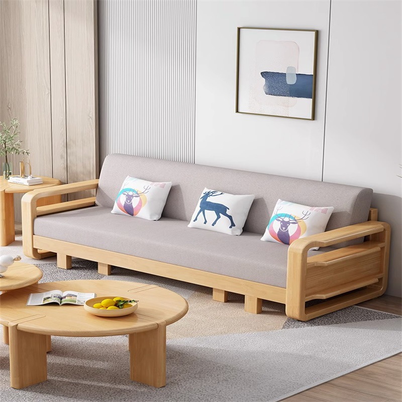 Sofá cama de madera maciza plegable Push-Pull de doble uso pequeño apartamento Individual Doble cama telescópica multifuncional sofá de la sala de estar