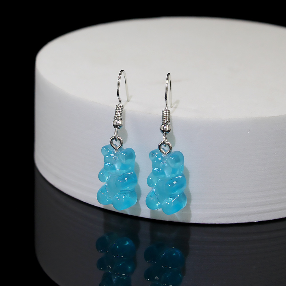 Traje de collar de oso transparente transfronterizo europeo y americano nuevo colgante de dibujos animados de color caramelo de resina collar de mujer de moda personalizada