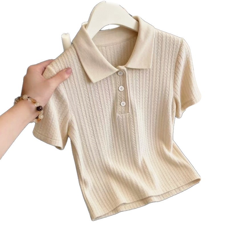 Damen-Strickoberteil aus Eisseide, schulterfrei, kurzärmelig, sommerlicher Stil, Strickmode für Damen_voghion.com