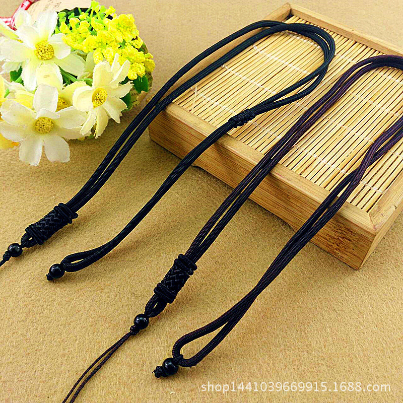 Long 5mm Black Bead Necklace Pendant Cord DIY Handmade Woven Necklace Cord Jade Jewelry Cord Sweater Chain