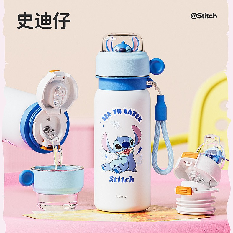 Osos de fresa niños 304 acero inoxidable de alto valor de caricatura taza caliente especial para la escuela doble bebida taza de agua portátil de paja