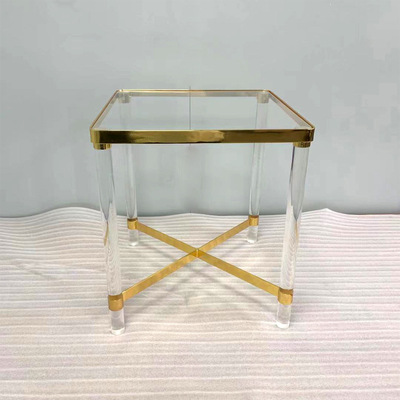 現代輕奢方形壓克力邊幾/軟裝定制/別墅/樣板房/酒店高檔茶幾