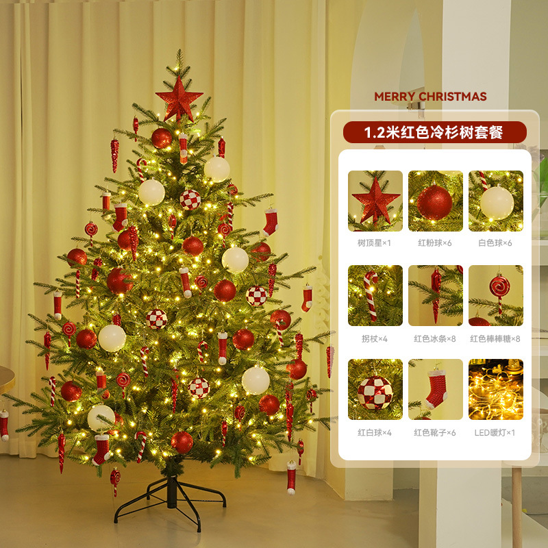 Gran árbol de Navidad decoración para el hogar rojo cifrado abeto adornos de árbol de Navidad 2025 nuevo árbol de Navidad diseño