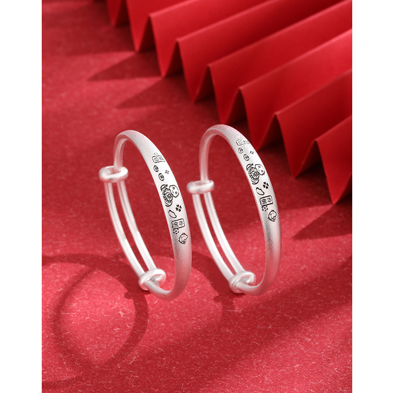 Año de la serpiente, brazalete de plata para bebés, brazalete de plata para bebés