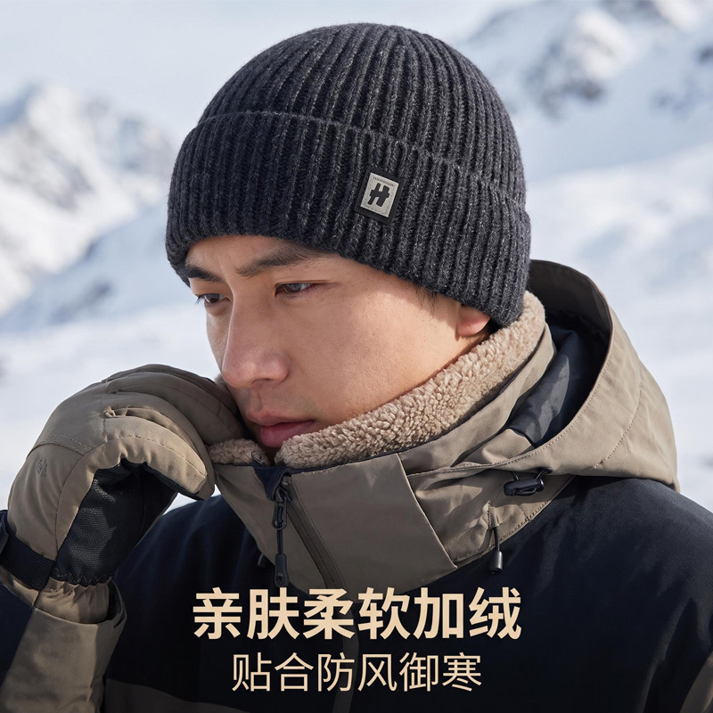 跨境秋冬保暖帽子登山旅游防风毛线帽加绒帽男女通用百搭针织帽潮