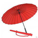 结婚红伞婚庆新娘出嫁大红色长柄雨伞16骨新郎婚礼黑伞直销工厂