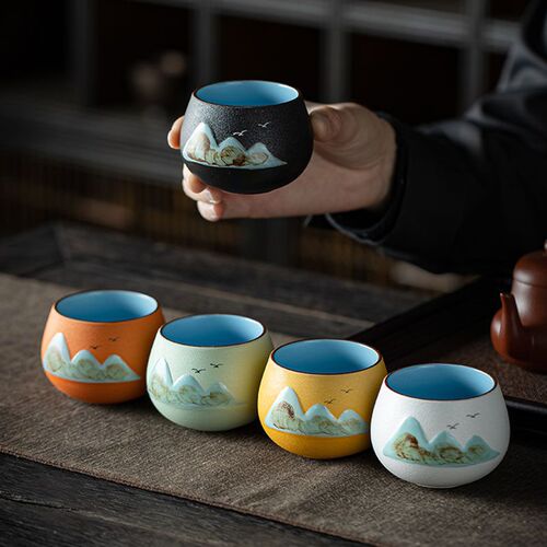 National trend tea cup holiday gift single cup wine cup ceramic tea set gift box cultural and creative tea cup master cup souvenir