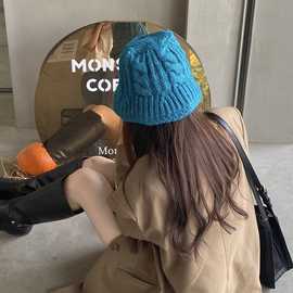 ju显脸小！复古手工麻花毛线盆帽女秋冬文艺百搭针织显白渔夫帽