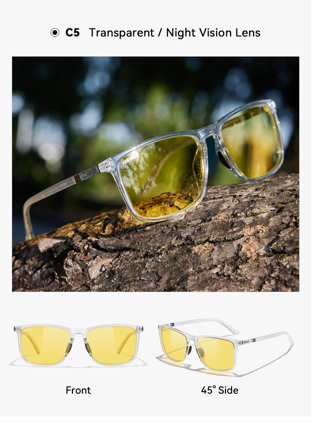 KDEAM New Large Size Square Polarized Sunglasses Outdoor UV Protection Fishing Driving Glasses KD705-PLUS