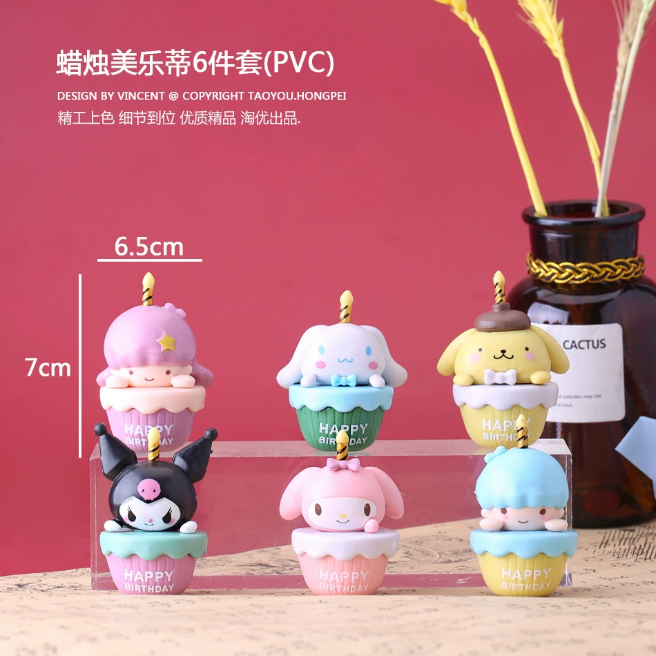 Игрушка (Sanrio) набор минифигурок кекс-свечка, ПВХ, 6 штук, ≈7 см