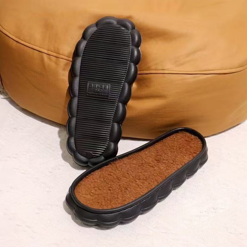 Cloud Sole Handmade Woven Outerwear Thick-Soled Slippers with Hook, Children's Cowhide Sole Hook Shoes, Cotton Slippers Sole, Cotton Shoe Sole