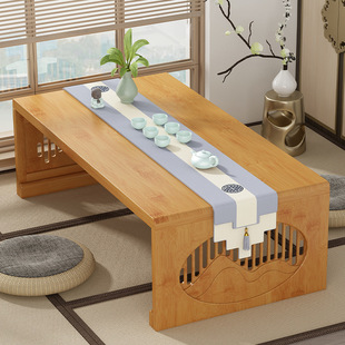 Free Installation Bay Window Table New Chinese Style Kang Table Tatami Tea Table Household Solid Wood Kang Table Foldable Floor Low Table