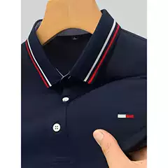 Cross-Border Export Amazon New Embroidered Lapel Polo Shirt Embroidered Logo Fashionable Short-Sleeved Top Tommy Versatile