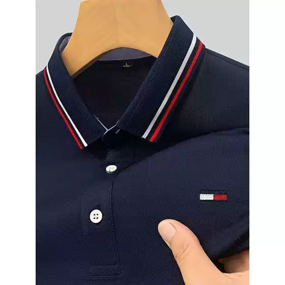 Cross-Border Export Amazon New Embroidered Lapel Polo Shirt Embroidered Logo Fashionable Short-Sleeved Top Tommy Versatile