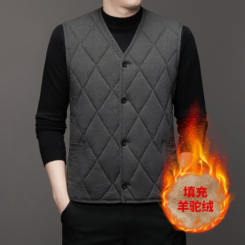 Autumn and Winter New Vest Alpaca Thickened Vest for Middle-aged and Elderly fleece-lined Vest Vest fleece-lined Warm Men's Hair Autumn and Winter New Vest Alpaca Thickened Vest for Middle-aged and Elderly fleece-lined Vest Vest fleece-lined Warm Men's Hair