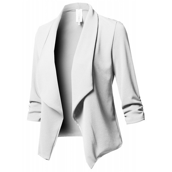 Solid Color Pleated Long-Sleeved Blazer Jacket NSXPF103975