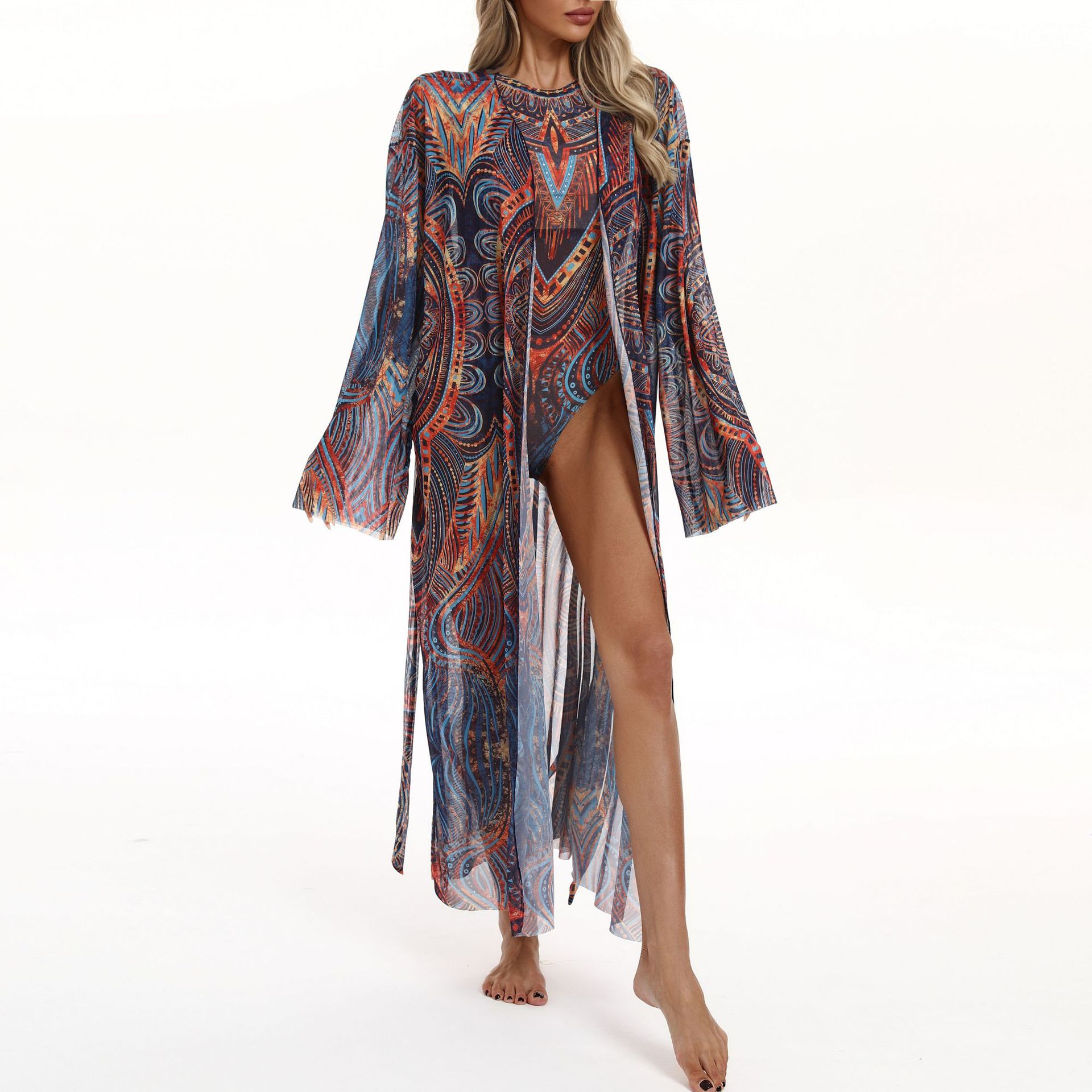 Women's Clothing Women's Swimsuit Sunscreen Mesh Casual Cover Up Beach Dress Casual Swimwear For Formal & Casual For Women_ecoleips.com