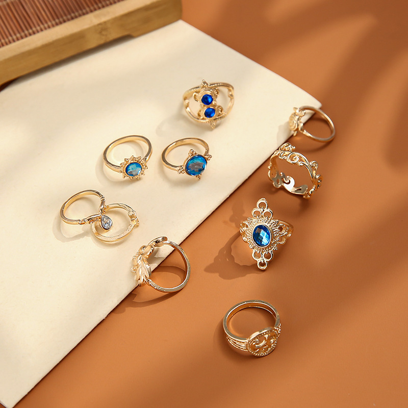 retro golden sapphire set