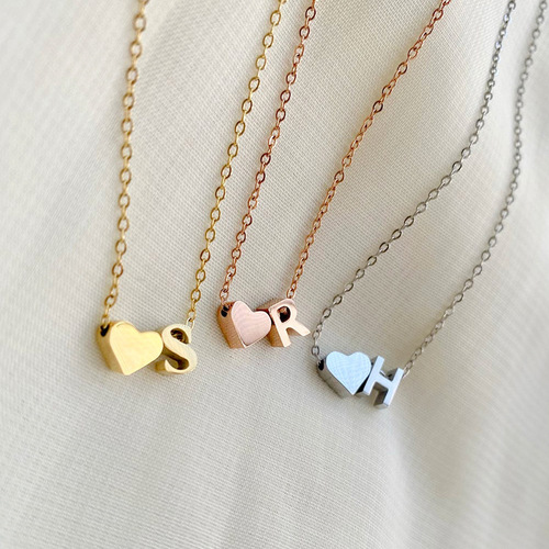 eMancoDIY three-dimensional love ins style necklace personalized name necklace women's versatile non-fading clavicle chain wholesale