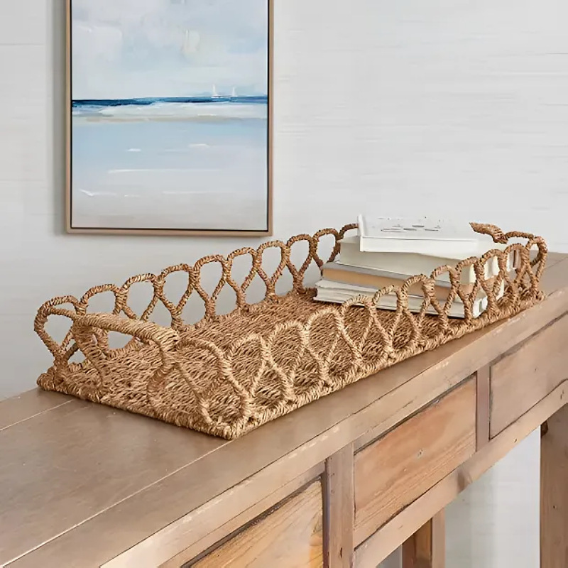 Cesta de almacenamiento de algas, mesa para el hogar, cesta tejida a mano, pan, cesta de frutas secas, mesa de café, decoración de restaurante