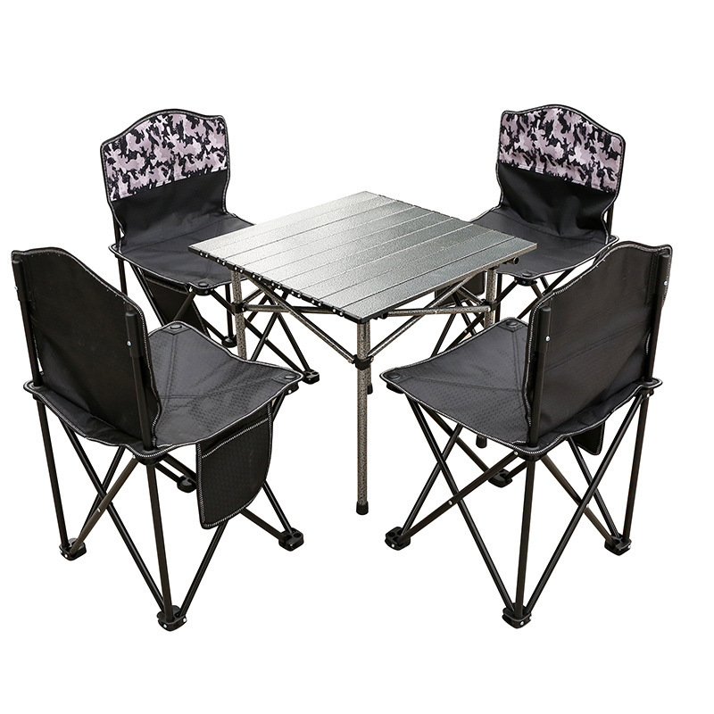 Outdoor leisure folding table and chair set portable camping barbecue five-piece beach chair color can be customized processing Outdoor leisure folding table and chair set portable camping barbecue five-piece beach chair color can be customized processing