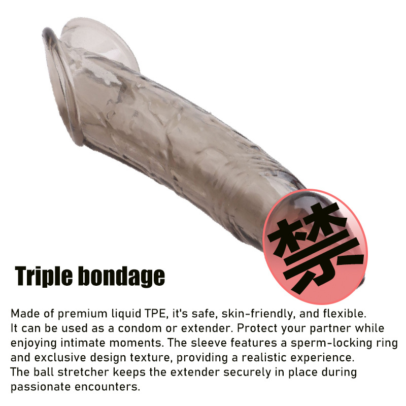 Wolf Tooth Condoms with Locking Ring, TPE Manual Adult Toy for Men — detail image 3
