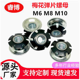 M6M8M10梅花弹片太阳花螺母圆形单层管内调整脚展示架管内连接