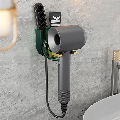 Multifunctional hair dryer rack bathroom wall-mounted punch-free storage rack hair dryer comb storage box wall hanging rack