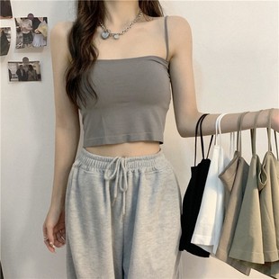 1803# Fixed Cup Chest Pad Underwear Short Wrap Chest Sweet and Hot Outer Wear Inner Base Small Sling Sports Vest for Women