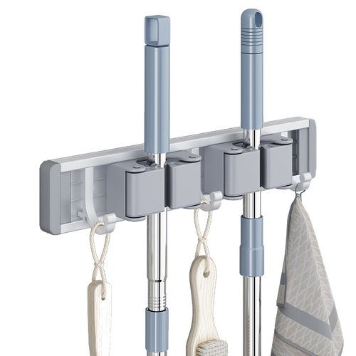 Space aluminum mop clip no punching factory wholesale mop holder broom hook household mop storage rack