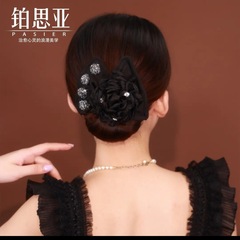 Platinum Asia Round Head Fabric Hair Accessory with Sparkling Zirconia and Layered Flower Design Lazy Twist Clip Hair Styler Same as Disc Hair Styler