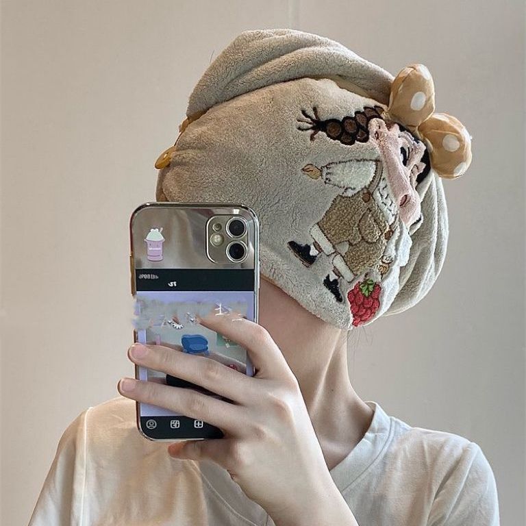 インス風かわいい漫画クレヨンしんちゃん刺繍リボンドライヘアキャップ増粘吸水速乾プルオーバーバンダナ|undefined