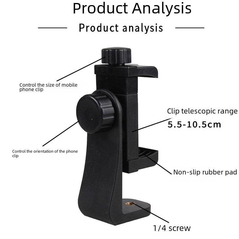 Mobile phone tripod clip camera selfie video live horizontal and vertical rotation video triangle bracket pan/tilt adapter