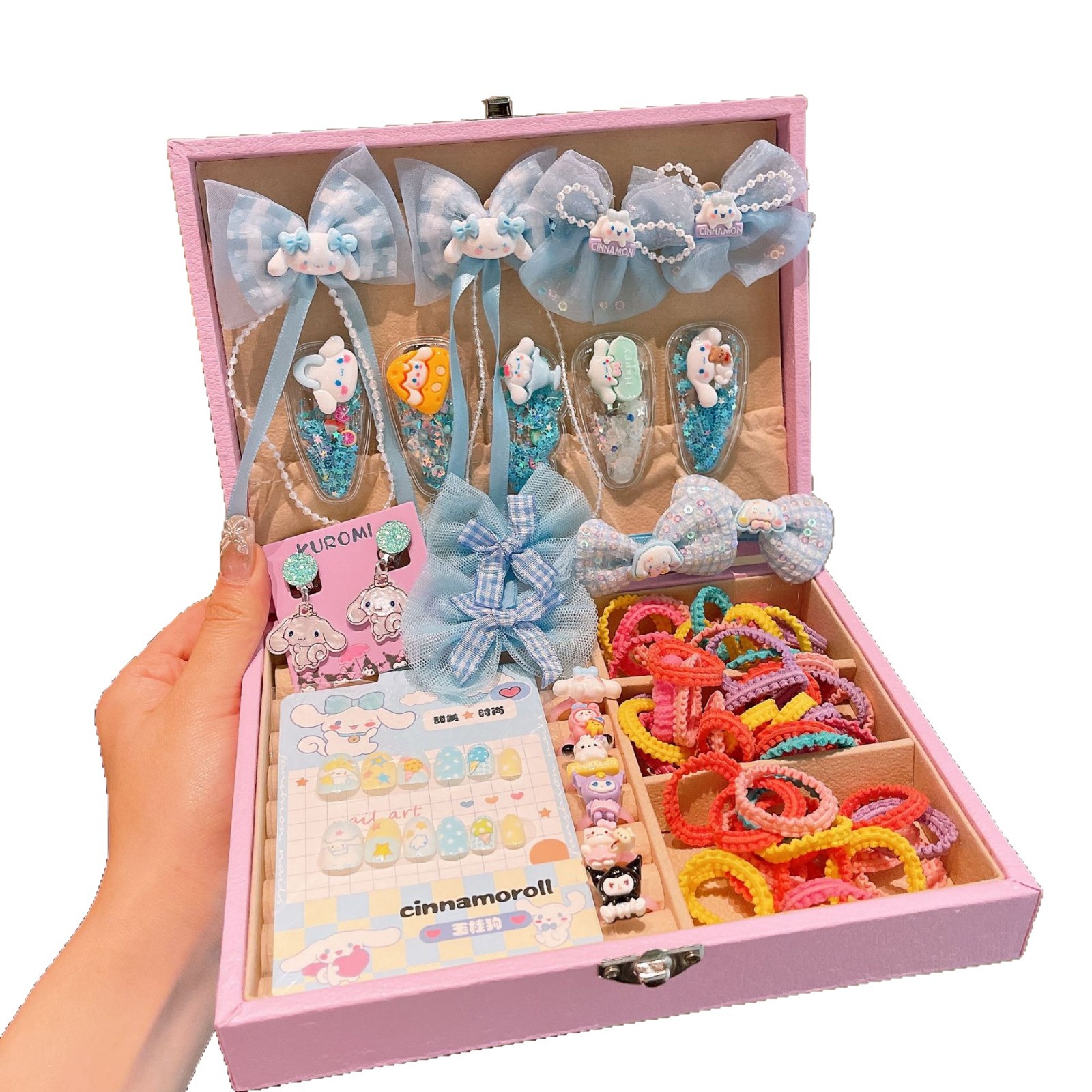 Juego de caja de regalo de accesorios para el cabello para niños de alta gama, caja de joyería de tocado para niñas, princesa, arco, exquisito regalo de cumpleaños