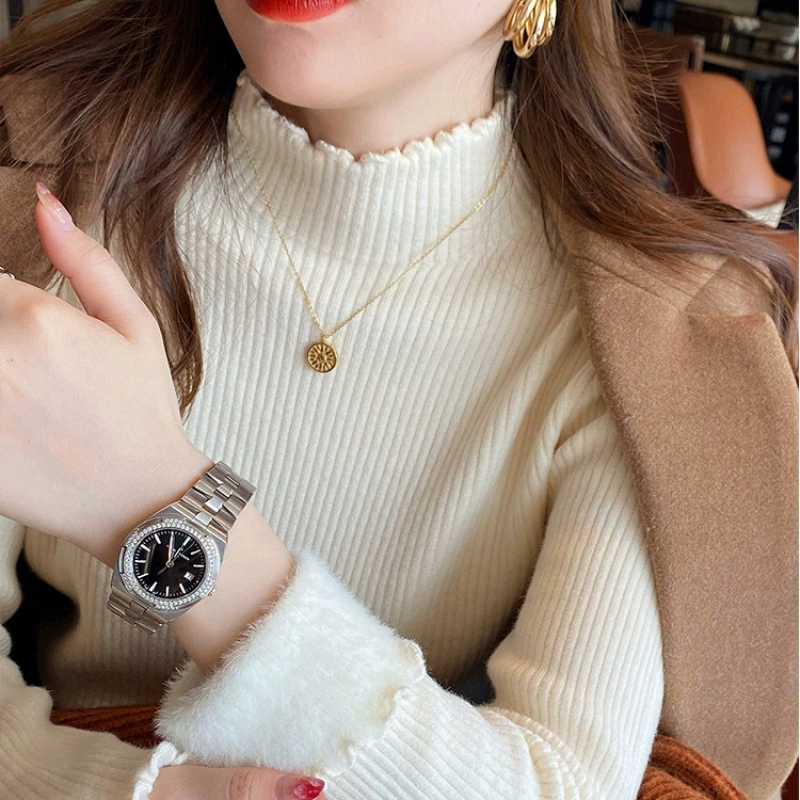 Свитер для кормящих мам на флисовой подкладке для осени и зимы, новый стиль для модных мам, со встроенным флисом, полувысокий воротник, базовый слой, верхняя одежда для кормления.