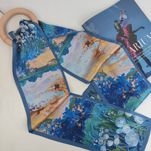 绕韵新款素绉缎100%真丝时尚搭配双层女士飘带百搭装饰领巾批发