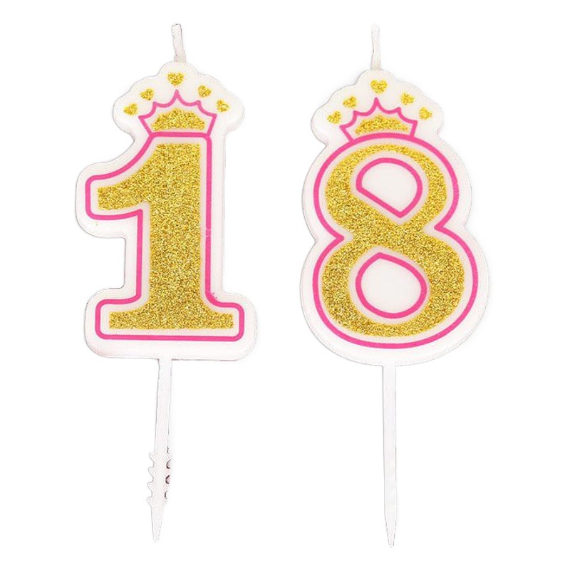 Venta al por mayor vela digital creativa corona 0-9 bebé año pastel oro rosa digital DIY fiesta cumpleaños vela
