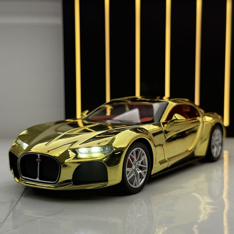 新豪迪合金车模1:24大西洋电镀版跑车声光回力玩具车音效模型摆件|undefined